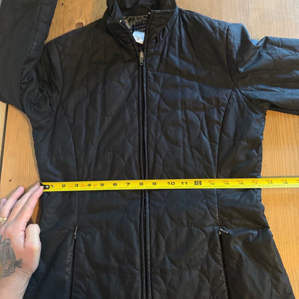 Patagonia Mor Coat Quilted Insulated Full Length Jacket Black Lining XS 28496 - Picture 7 of 11